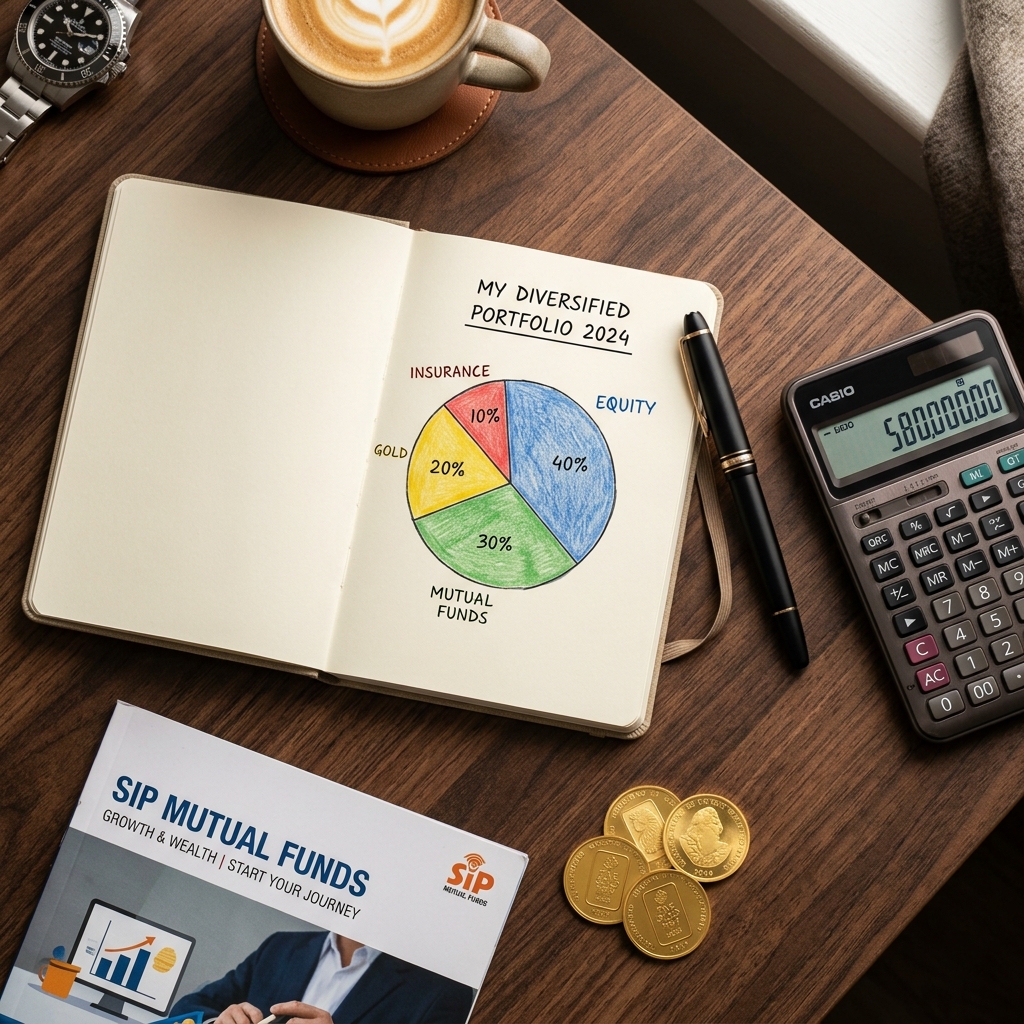 Diversified financial planning checklist and calculators on a premium desk represent high-quality CA consulting